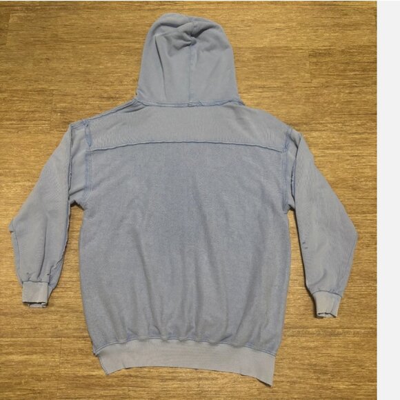 Free People Distressed Hoodie Pullover Slouchy Blue Womens M - Picture 3 of 8